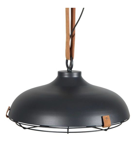 Zuiver Hanging lamp Deck 51 anthracite metallic brown leather Ø51x22cm