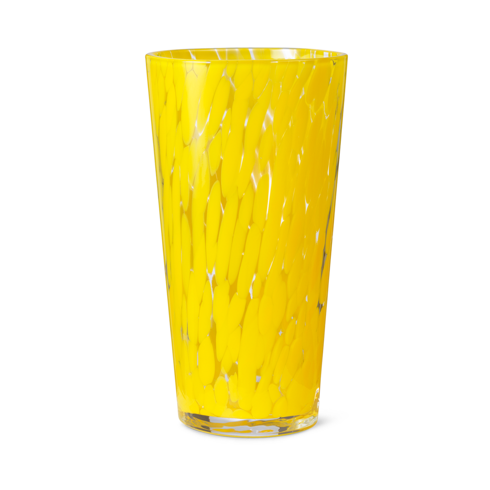 kortademigheid Ik zie je morgen Kraan Vaas Casca geel mondgeblazen glas Ø12,5x22cm - wonenmetlef.nl