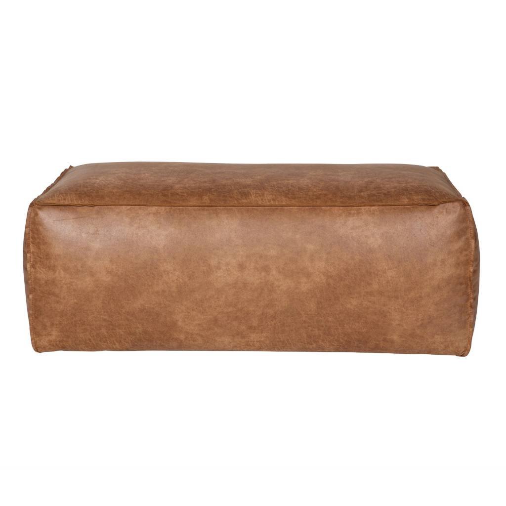 Ontvangst oog bevel BePureHome Poef Rodeo cognac bruin leer 43x120x60cm - wonenmetlef.nl