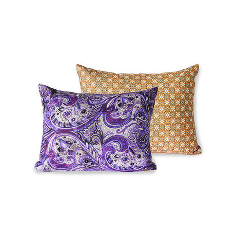 HK-living Sierkussen Doris for Hkliving purple paars geprint textiel 30x40cm