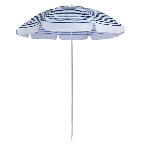 LEF collections Parasol beach eco blauw wit kunststof staal 170x170x150cm
