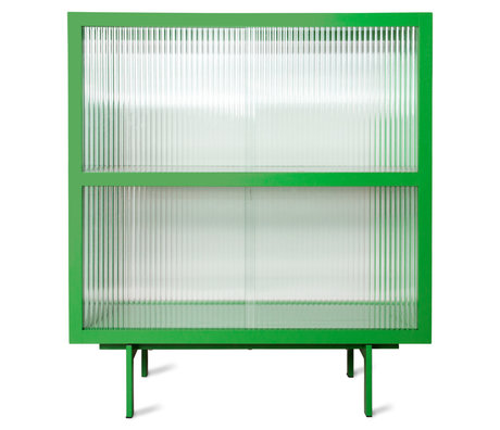 HK-living Dressoir Ribbed Groen Glas Metaal 80x40x89cm