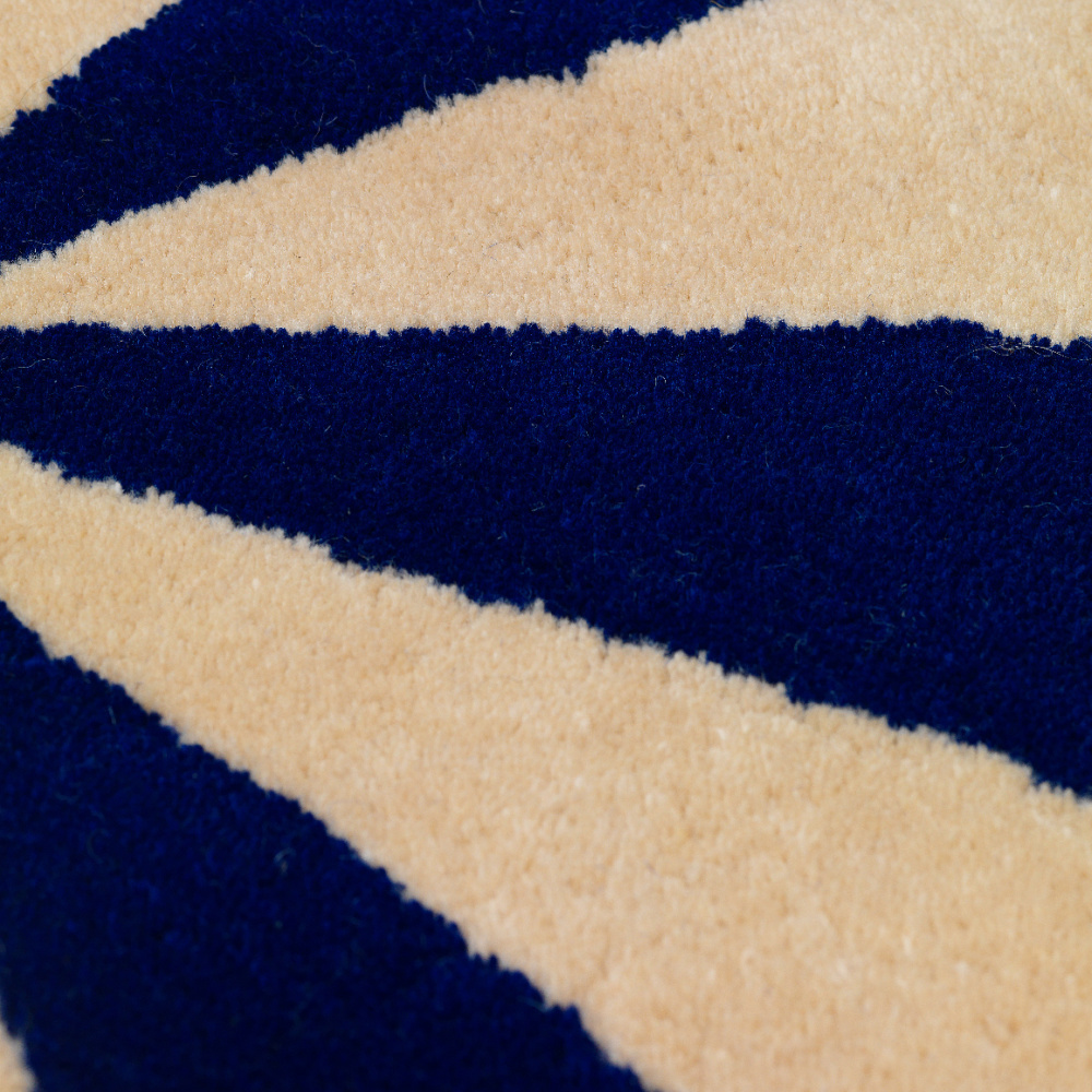 Ferm Living Kinder Vloerkleed Arch Tufted Small Blauw Gebroken Wit Katoen ø70x70cm - Afbeelding 3