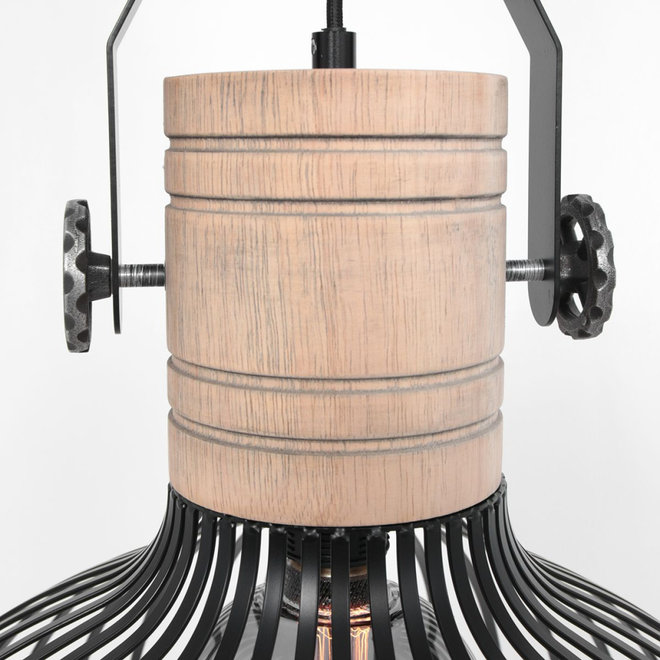 Hanglamp Dunbar Zwart Hout Metaal 55x55x32cm