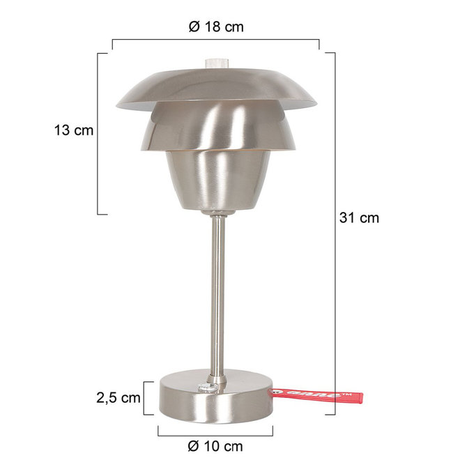 Tafellamp Bordlampe Zilver Metaal 37x22,5x23cm