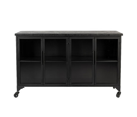 LEF collections Cabinet Low Linda Black MDF Steel Glass 120x35x75cm