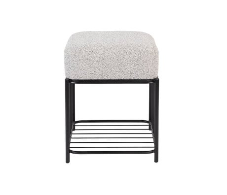 LEF collections Stool Susan Light Gray Black Polyester Steel Wood 35x35x45cm