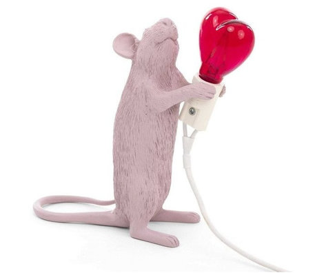 Seletti Tafellamp Mouse Love Roze Aardewerk Kunststof 6x13,3x14,5cm
