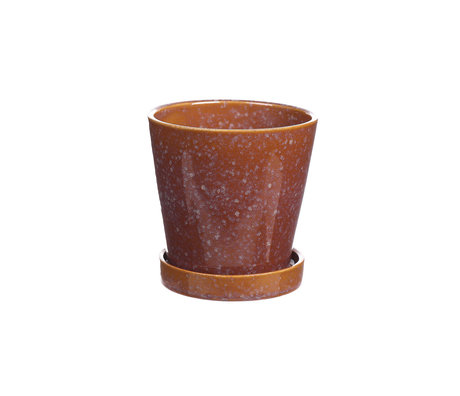 wonenmetlef Plant pot Sekkie ocher yellow ceramic small ⌀11x11cm
