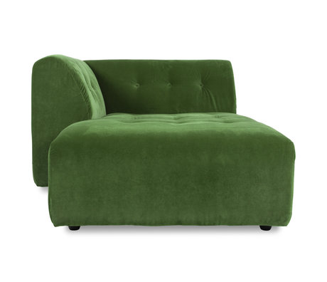 HK-living Sofa Vint Element linkes Diwan Königssamt grüner Polyester 160x118x74cm