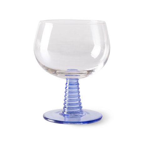 HK-living Wijnglas Swirl Blauw Glas 12x10x10cm Low