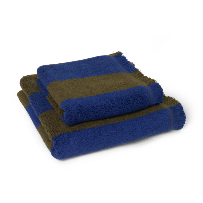 Badhanddoek Alee Olijfgroen Blauw Textiel 140x70cm