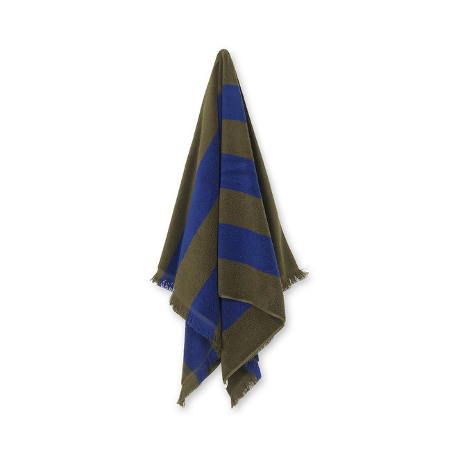 Handdoek Alee Olijfgroen Blauw Textiel 100x50cm