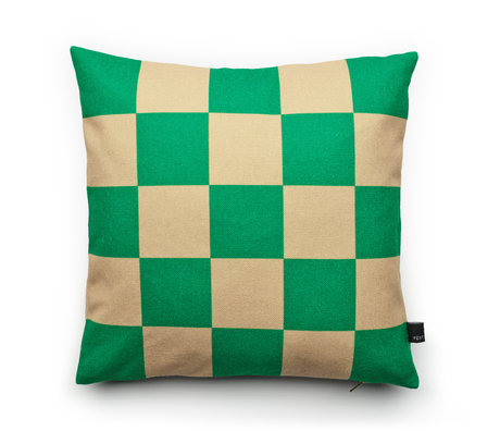 FÉST Throw Pillow Checks Green Sand Textile M 45x10x45cm