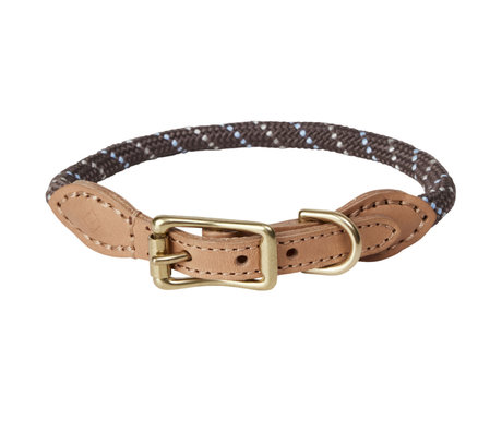 OYOY Dog collar Perry extra large choko brown nylon leather Ø0,8x64cm