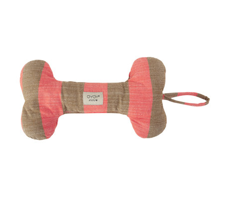 OYOY Dog toy Ashi large cherry red taupe recycled polyester 28x5-6x15.5cm