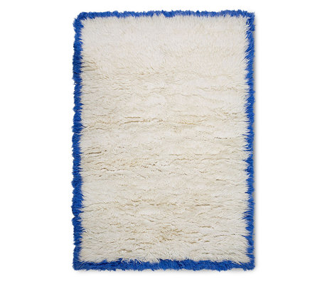 HK-living Teppich Flauschig Weiß Blau Textil 170x280cm
