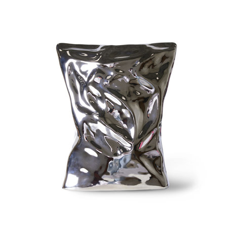 HK-living Ornament Vase Tüte Chips Chromstein 22x9x26cm