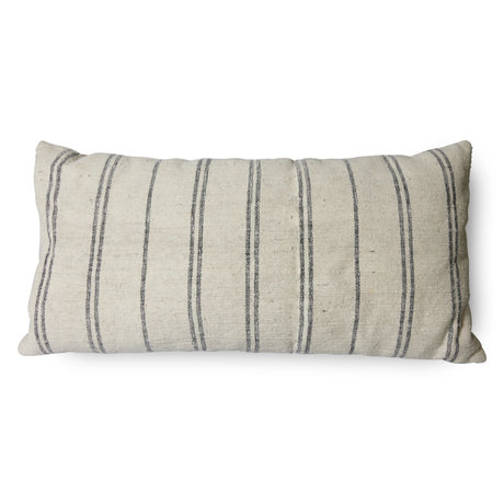 HK-living Throw Pillow Thin Striped L Cream Dark Blue Textile 50x100cm