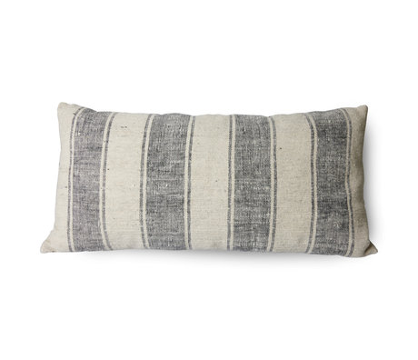 HK-living Throw Pillow Wide Striped L Cream Dark Blue Textile 50x100cm