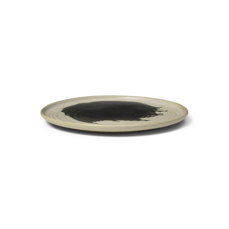 Ferm Living Plate Omhu medium off-white black stone Ø26.5x2.2cm