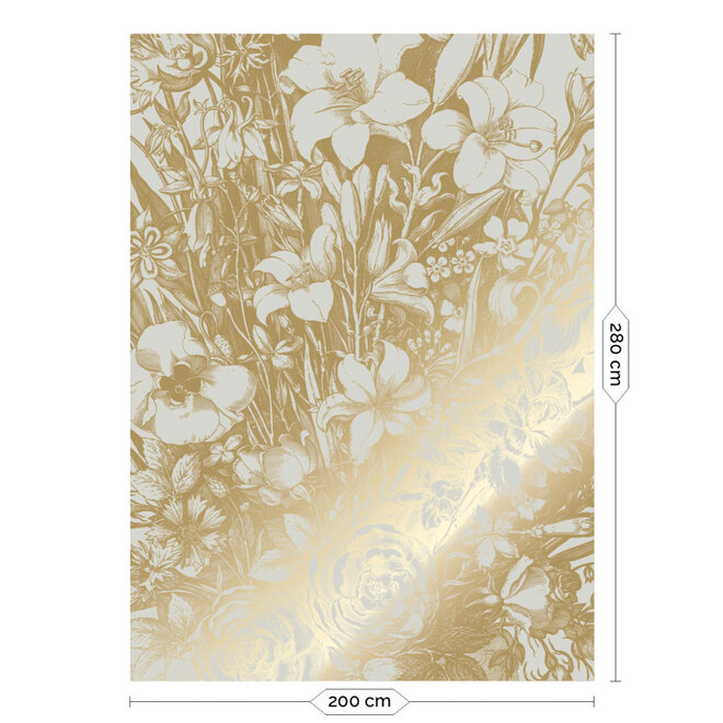 Behang Engraved Flowerfields goud zand vliesbehang 200x280cm (4 sheets)