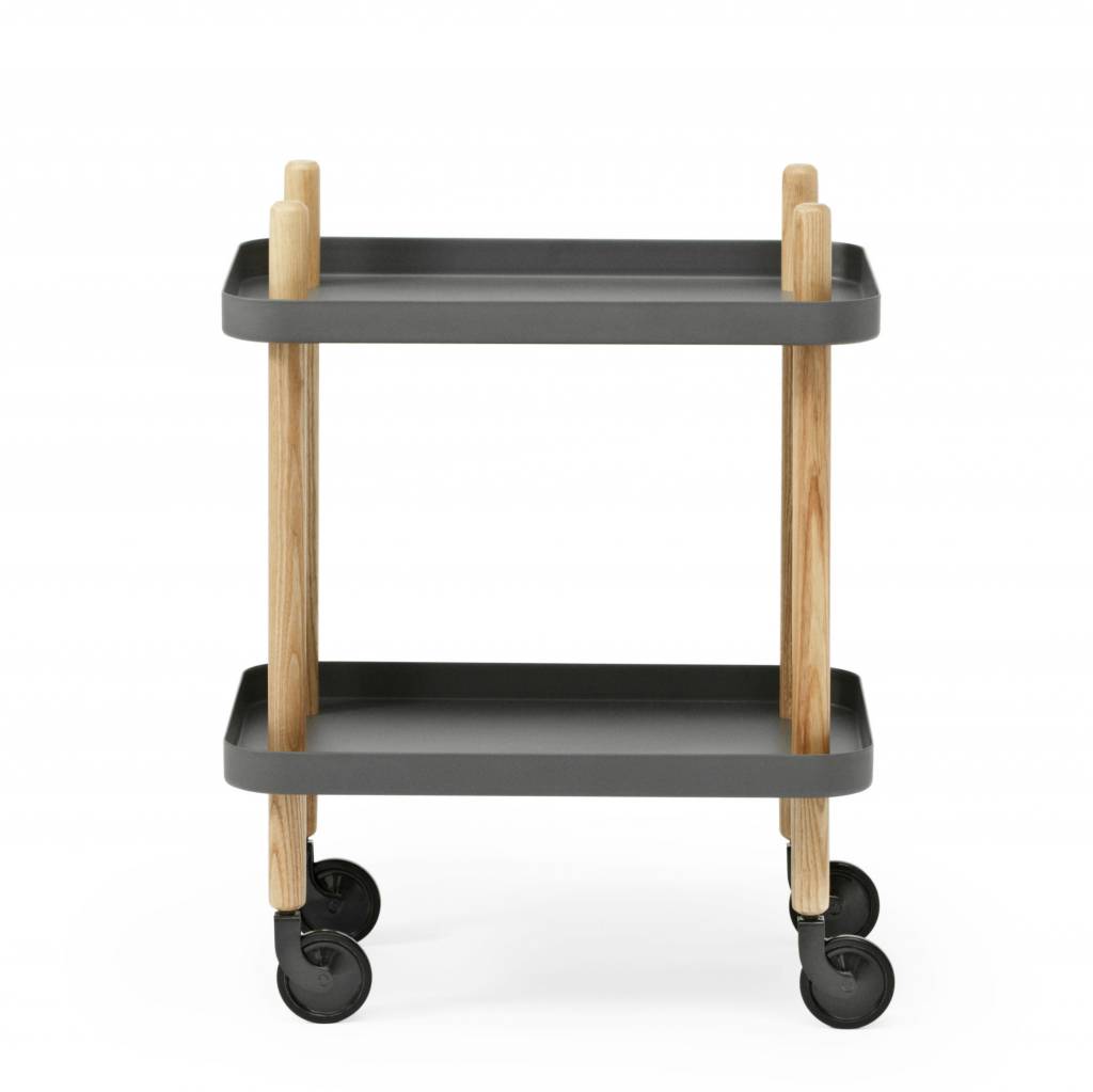 Normann Copenhagen Bijzettafel Block donker grijs staal hout 35x64x50cm