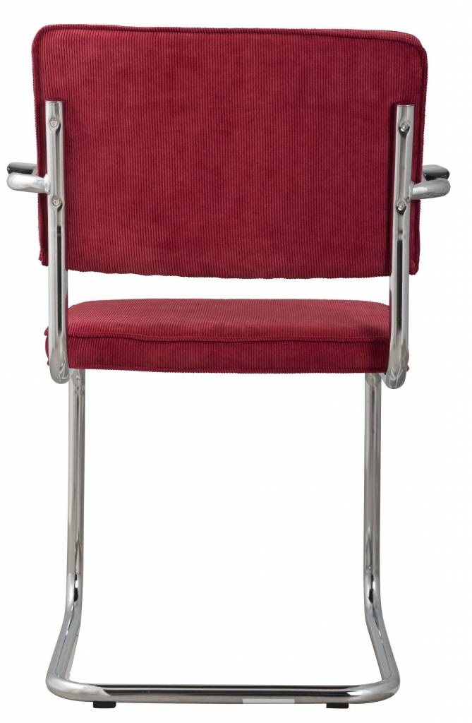 Zuiver Eetkamerstoel met armleuning rood ribstof 48x48x85cm ARMCHAIR