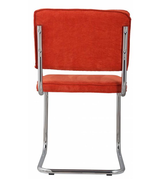 Zuiver Eetkamerstoel oranje ribstof 48x48x85cm, CHAIR RIDGE RIB ORANGE