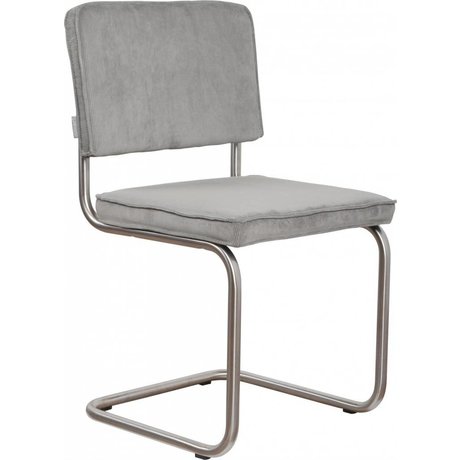 Zuiver Eetkamerstoel geborsteld buis frame koel grijs ribstof 48x48x85cm, Chair Ridge brushed rib cool grey 32A