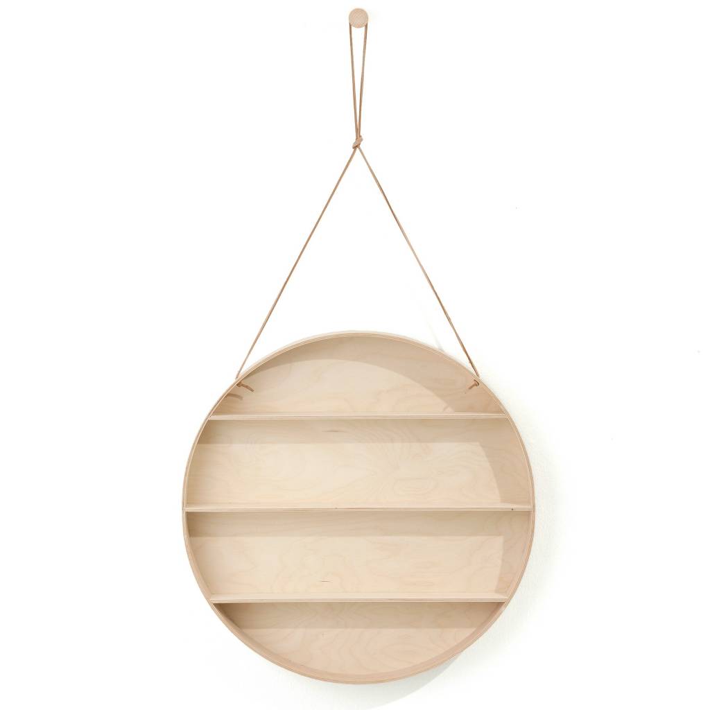 Ferm Living Armoire Murale The Dorm Ronde O55 Cm Contreplaque Naturel Avec De La Dentelle De Cuir Wonen Met Lef