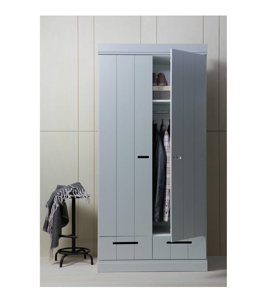 Lef Collections 2 Turenschrank Connect Leisten Tur Mit Schubladen Beton Grau Kiefer 195x94x53cm Wonen Met Lef