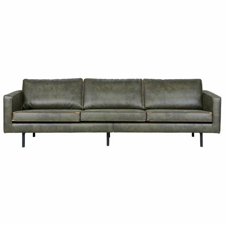BePureHome Sofa Rodeo 3-seat army green leather 85x277x86cm
