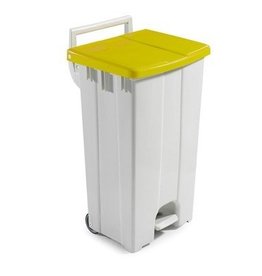 Bomabin Select Pedal Classic - 90 l - BLANC - couvercle JAUNE
