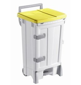 Bomabin Select Pedal Classic Ergo - 90 l - BLANC - couvercle JAUNE