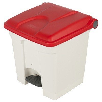 Bomabin Select Pedal Classic - 30 l - WIT - deksel ROOD