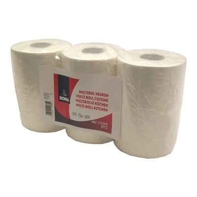 Keukenrol / multirol - zuiver tissue - 2-laags - 280 vel - gewafeld - WIT - per 3 rollen