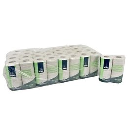 Papier toilette traditionnel - tissu recyclé - 2 plis - 200 coupons - gaufré - BLANC - 64 rouleaux (16x4)