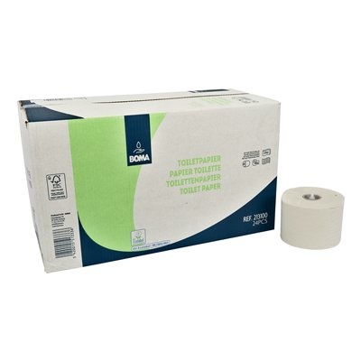 Papier toilette système avec inserts - tissu recyclé - 2 plis - 100 m / 725 coupons - BLANC - 24 rouleaux
