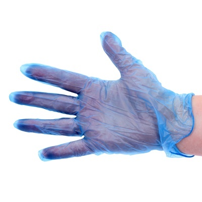 Gants à usage unique en vinyle - non poudrés - BLEU - 100 pièces - LARGE