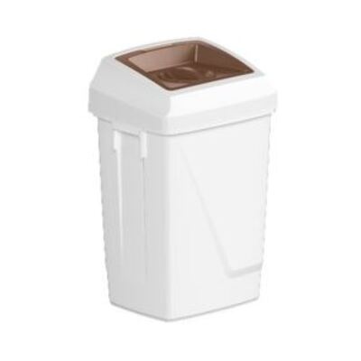 Bomabin Select Fit - 50 l - BLANC - couvercle rond fermé MARRON