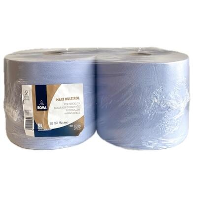 Maxi Multirol - tissu recyclé - 2 plis - 370 m x 23.6 cm - BLEU - 2 rouleaux