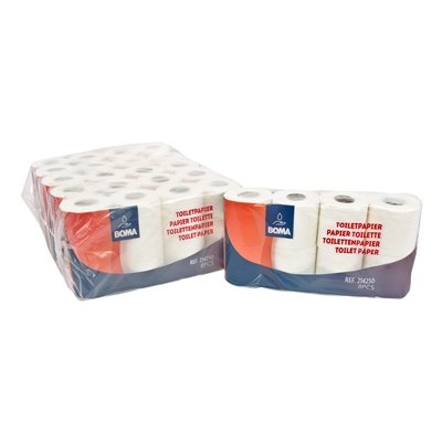 Papier toilette traditionnel - tissu pur - 3 plis - 250 coupons - gaufré - BLANC - 48 rouleaux (6x8)