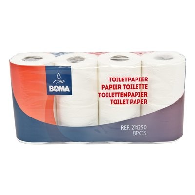 Traditioneel toiletpapier - zuiver tissue - 3 laags - 250 vel - gewafeld - WIT - 48 rollen (6x8)