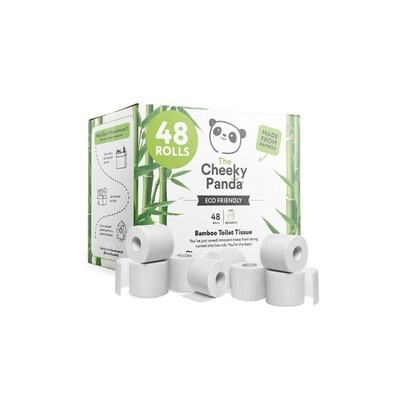 Traditioneel toiletpapier - bamboe tissue - 3-laags - 24 m - 200 vel - WIT - 48 rollen - Cheeky Panda
