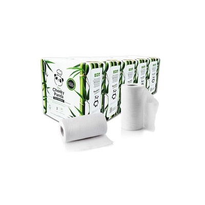 Keukenrol - bamboe tissue - 2 laags - 100 vel - gewafeld - WIT - 5 x 2 rollen -  Cheeky Panda