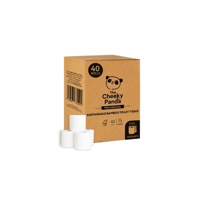 Traditioneel toiletpapier - bamboe tissue - 2-laags - 48 m - 400 vel - WIT - 40 rollen - Cheeky Panda