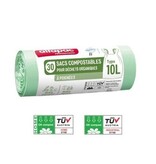 Biozak met draaglussen - 42 x 52 cm - 15µ - 10 l - rol 30 stuks