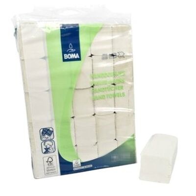 Essuie-mains Multifold - tissu recyclé - 2 plis - 32 x 20.6 cm - BLANC - 3000 pièces (25x120)