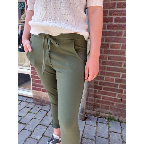 WENDY TRENDY WENDY TRENDY Jogging Broek Dunkel Khaki 31 // 66055D